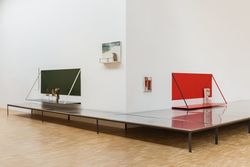 Installation view, 'Thea Djordjadze, Fausto Melotti – Jumping out of an age we found uninhabitable', La Triennale di Milano, Milan, Italy