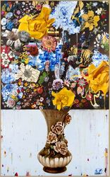 Still Life with Rose Vase and Seashells