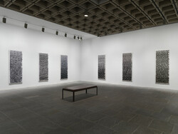Installation view of Ligon’s Door series in Glenn Ligon: AMERICA