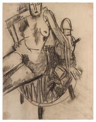 Seated Nude on Coffee Table