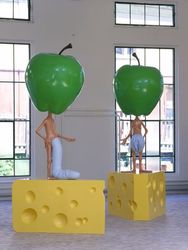 Apple Heads on Swiss Cheese